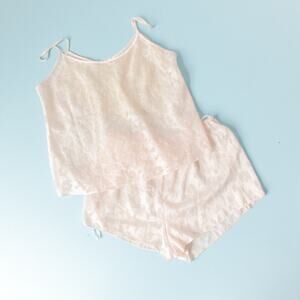 Vintage Cinema Etoile 90s Semi Sheer Floral Pajama Night Set Sz Medium Coquette